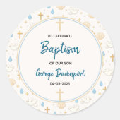 Elegant Baptism | Religious Kids Christening Party ラウンドシール (正面)