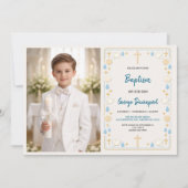 Elegant Baptism | Religious Kids Christening Party 招待状 (正面)