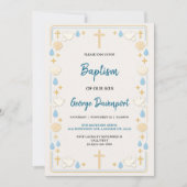 Elegant Baptism | Religious Kids Christening Party 招待状 (正面)