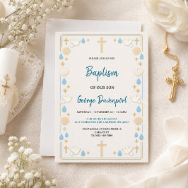 Elegant Baptism | Religious Kids Christening Party 招待状