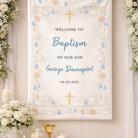 Elegant Baptism | Religious Kids Christening Party 横断幕