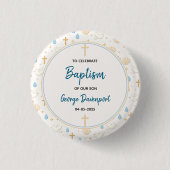 Elegant Baptism | Religious Kids Christening Party 缶バッジ (正面)
