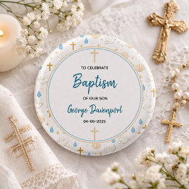 Elegant Baptism | Religious Kids Christening Party 缶バッジ