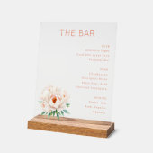 Elegant Bar Menu with Floral Design アクリルサイン (傾斜)