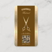 Elegant Barber Brown Barbershop Scissors Loyalty 名刺 (正面)