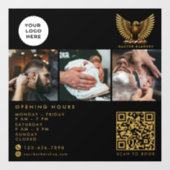 Elegant Barber Shop Golden Eagle Qr Code Logo ウィンドウサイン (シート)