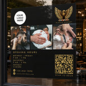 Elegant Barber Shop Golden Eagle Qr Code Logo ウィンドウサイン