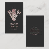 Elegant Barber Shop Rose Gold Glitter  名刺 (正面/裏面)