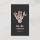 Elegant Barber Shop Rose Gold Glitter  名刺 (正面)