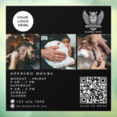 Elegant Barber Shop Silver Owl Qr Code Logo ウィンドウサイン (シート3)