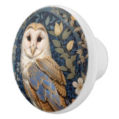 Elegant Barn Owl William Morris Inspired Floral セラミックノブ (右)