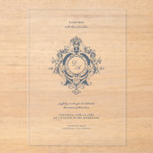 Elegant Baroque Crest Wedding Acrylic Invitation アクリル招待状 (正面)