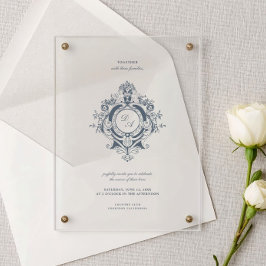 Elegant Baroque Crest Wedding Acrylic Invitation アクリル招待状