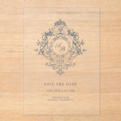 Elegant Baroque Crest Wedding Acrylic Invitation アクリル招待状 (正面)