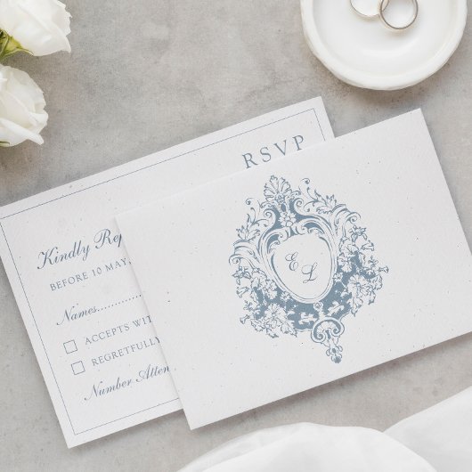 Elegant Baroque Crest Wedding RSVP Card