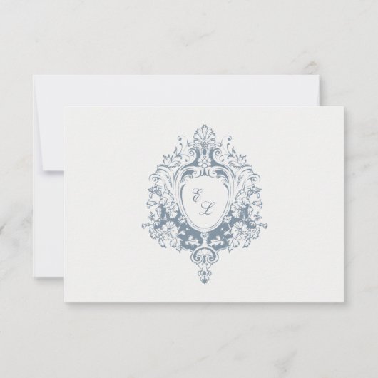 Elegant Baroque Crest Wedding RSVP Card (正面)