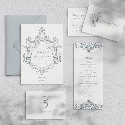 Elegant Baroque Flower Wedding RSVP Card