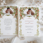 Elegant Baroque Gold Floral Photo Wedding 招待状