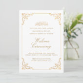 Elegant Baroque Gold Frame Script Walima Ceremony 招待状 (スタンド正面)