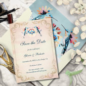 Elegant Baroque Hummingbird Old Mexico Wedding セーブザデート