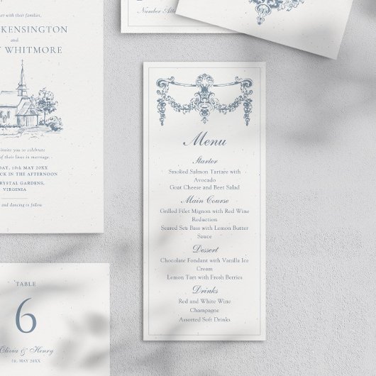 Elegant Baroque Ornament Wedding Menu メニュー