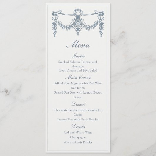 Elegant Baroque Ornament Wedding Menu メニュー (正面)