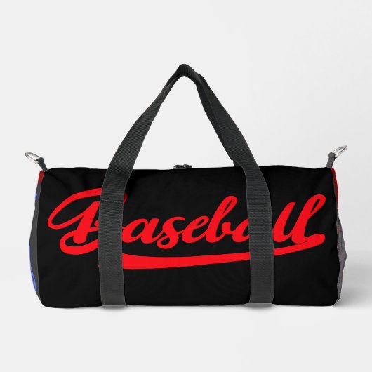 Elegant baseball Modern Black red and purple ダッフルバッグ (正面)