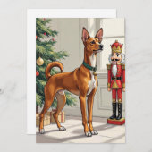 Elegant Basenji Dog Nutcracker Modern Christmas シーズンカード (正面/裏面)