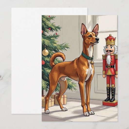 Elegant Basenji Dog Nutcracker Modern Christmas シーズンカード (正面/裏面)