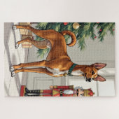 Elegant Basenji Dog Nutcracker Modern Christmas ジグソーパズル (横)