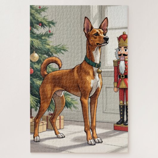 Elegant Basenji Dog Nutcracker Modern Christmas ジグソーパズル (縦)