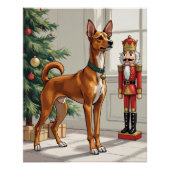 Elegant Basenji Dog Nutcracker Modern Christmas ポスター (正面)