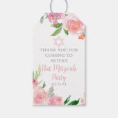 Elegant Bat Mitzvah Party Personalized Pink Floral ギフトタグ (正面)