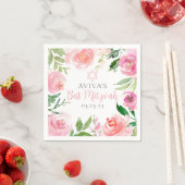 Elegant Bat Mitzvah Party Personalized Pink Floral スタンダードカクテルナプキン (インサイチュ)