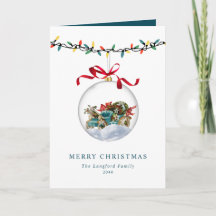 Elegant Bauble Bow Merry Christmas Non-Photo