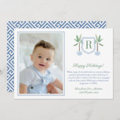 Elegant Baumstamm Monogram Frohe Weihnachten Foto シーズンカード (正面/裏面)