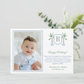 Elegant Baumstamm Monogram Frohe Weihnachten Foto シーズンカード (スタンド正面)