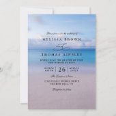 Elegant Beach Ocean Watercolor QR Code Wedding 招待状 (正面)