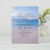 Elegant Beach Ocean Watercolor QR Code Wedding 招待状 (スタンド正面)