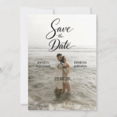 Elegant Beach Photo Save the Date Card 招待状 (正面)