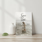 Elegant Beach Photo Save the Date Card 招待状