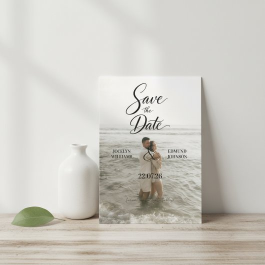Elegant Beach Photo Save the Date Card 招待状