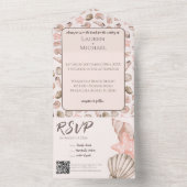 Elegant Beach Seashell All in One Wedding Invite オールインワン招待状 (内側)