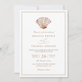 Elegant Beach Simple Minimalist QR Code Wedding 招待状 (正面)