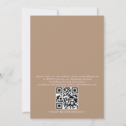 Elegant Beach Simple Minimalist QR Code Wedding 招待状 (裏面)