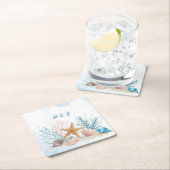 Elegant Beach-themed Coastal Wedding スクエアペーパーコースター (インサイチュ)