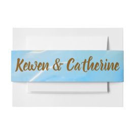 Elegant Beach Watercolor Wedding 招待状ベリーバンド