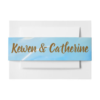 Elegant Beach Watercolor Wedding 招待状ベリーバンド