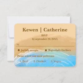 Elegant Beach Watercolor wedding rsvp card