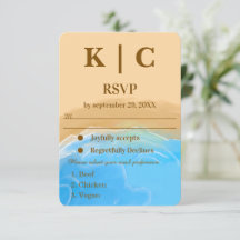 Elegant Beach Watercolor wedding rsvp card